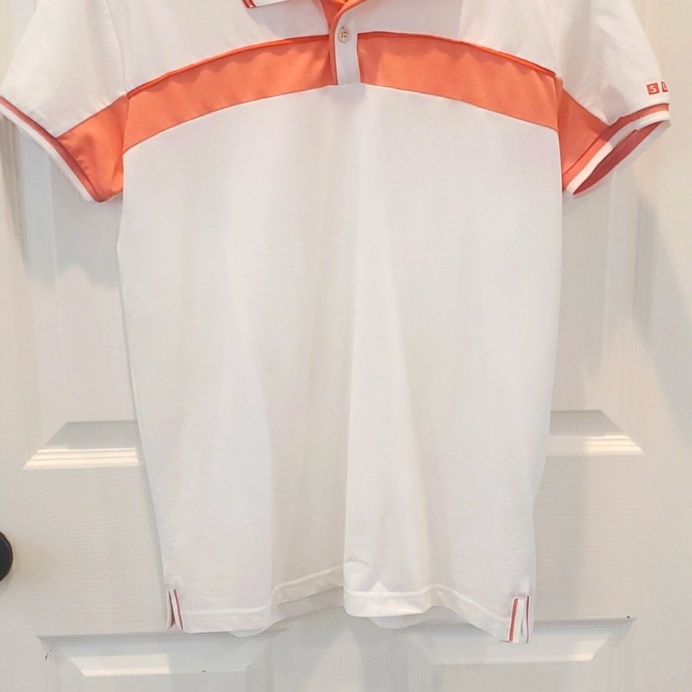 SOBK (Straight Outta Brooklyn) Medium white polo with orange accents.